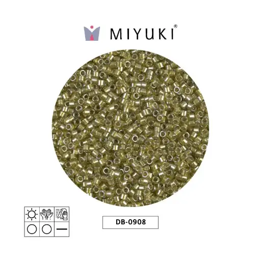 [27051] Miyuki delica 11/0 DB0908 sparkling beige forrado verde chartreuse x 50g