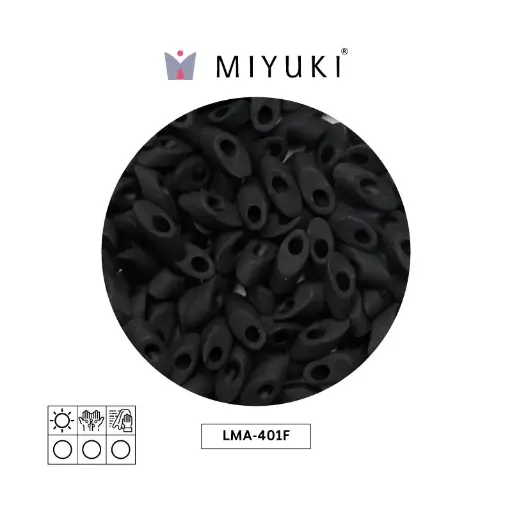 [32050] Miyuki long magatama 4x7mm LMA0401F opaco mate negro x 250g