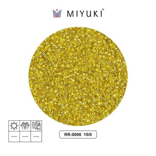 [03103] Mostacilla Miyuki rocalla 15/0 RR0006 plateado forrado amarillo x 250g