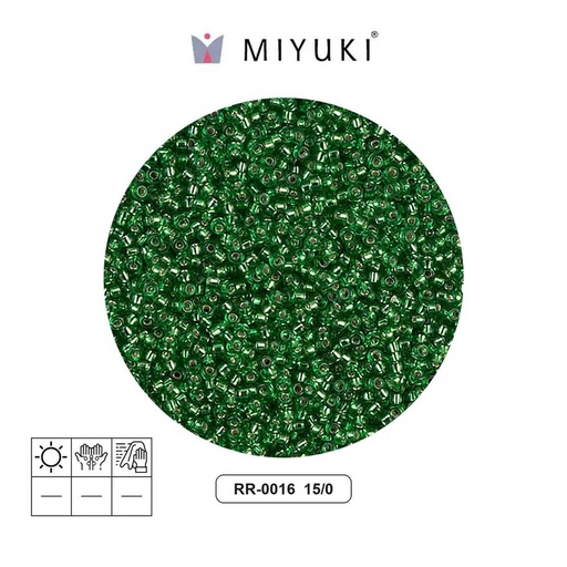 [05293] Mostacilla Miyuki rocalla 15/0 RR0016 plateado forrado verde x 250g