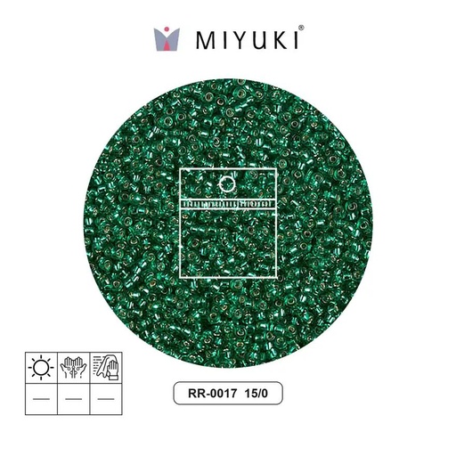 [32129] Mostacilla Miyuki rocalla 15/0 RR0017 silver lined esmerald x 10g