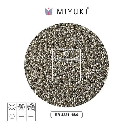 [22658] Mostacilla Miyuki rocalla 15/0 RR4221 galvanizado claro pewter x 25g