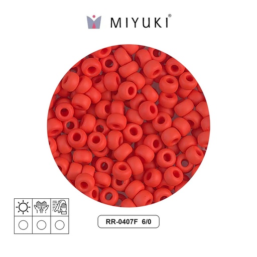 [09302] Mostacilla Miyuki rocalla 6/0 RR0407F opaco claro rojo mate x 250g