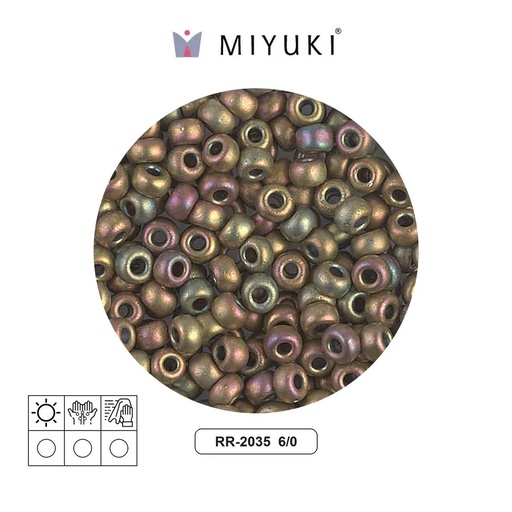 [05726] Mostacilla Miyuki rocalla 6/0 RR2035 mate opaco khaki AB x 250g