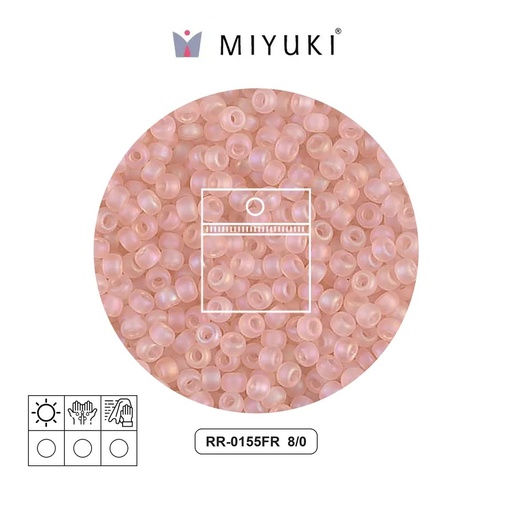 [22794] Mostacilla Miyuki rocalla 8/0 RR0155FR mate transparent claro tea rose AB x 10g