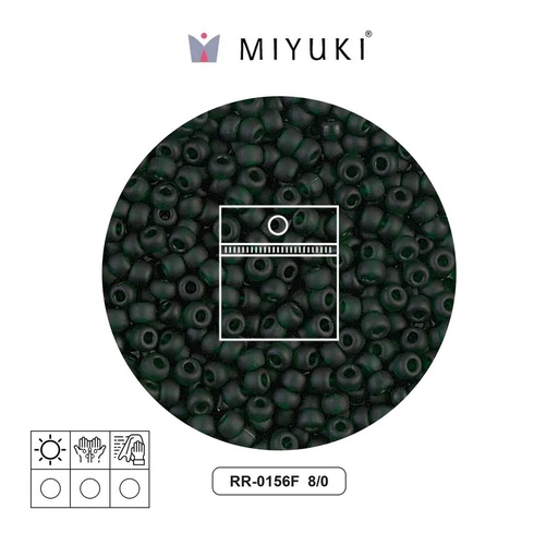 [22795] Mostacilla Miyuki rocalla 8/0 RR0156F mate transparent oscuro esmerald x 10g