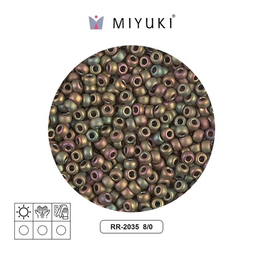 [05785] Mostacilla Miyuki rocalla 8/0 RR2035 mate opaco khaki AB x 250g