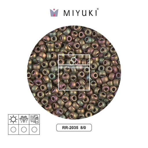 [17980] Mostacilla Miyuki rocalla 8/0 RR2035 mate opaco khaki AB x 25g