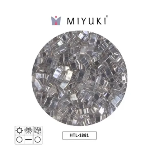 [31307] Miyuki half tila 5x2.3x1.9mm HTL1881 transparente plateado dorado brillo x 50g
