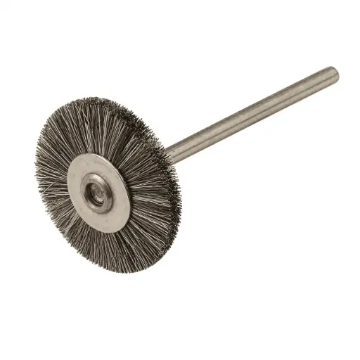 [10689] Mounted Wheel Stiff Bristle Brush. Shank size: 3/32” BUF-007