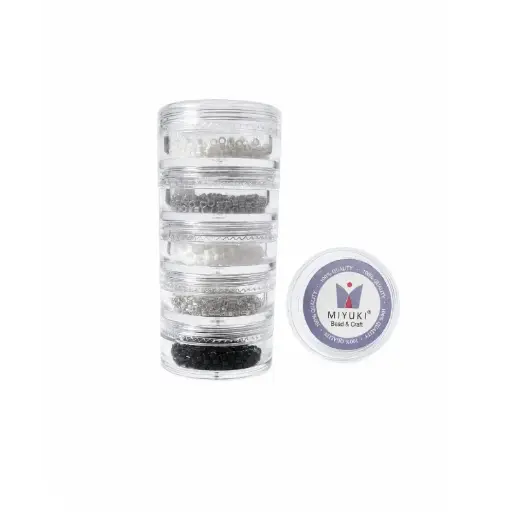 [30179] Kit 40 - Miyuki Delica 5 Colores (2g c/u) + Organizador Apilable