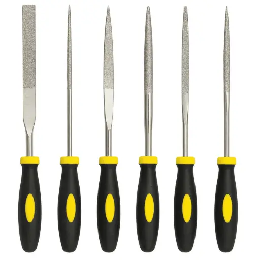 [10087] Diamond Needle File Set of 6. With Ergonomic Handles 6” & Cut 2 FIL-077