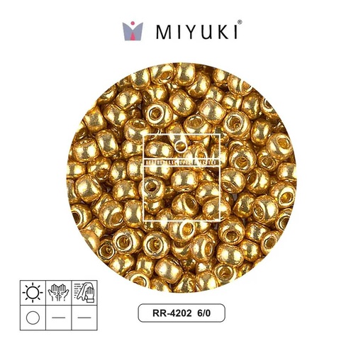 [04081] Mostacilla Miyuki rocalla 6/0 RR4202 galvanizado dorado Duracoat x 10g