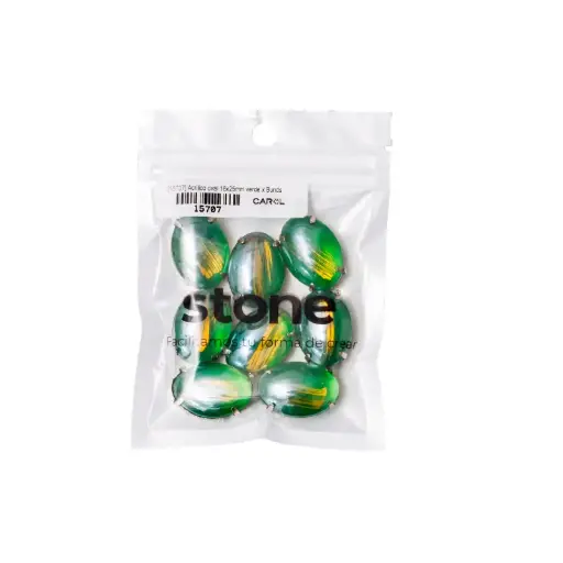 [15707] Acrilico oval 18x25mm verde x 8unds