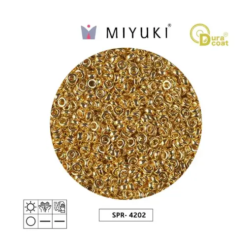 Miyuki spacer bead 2.2mm SPR4202 galvanized gold duracoat x 250g