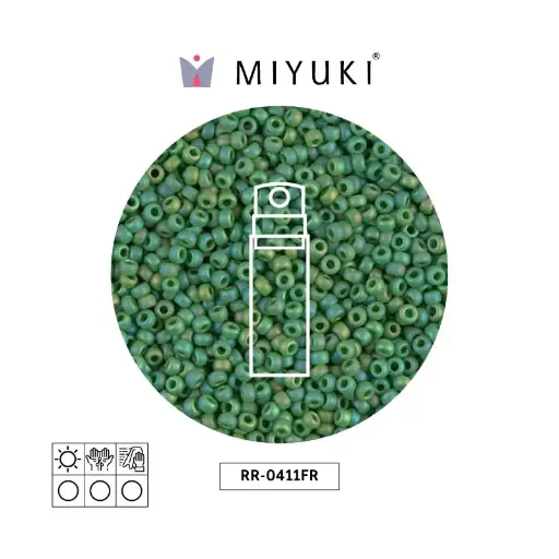 [32096] Mostacilla Miyuki rocalla 11/0 RR0411FR mate opaco verde AB x 10g