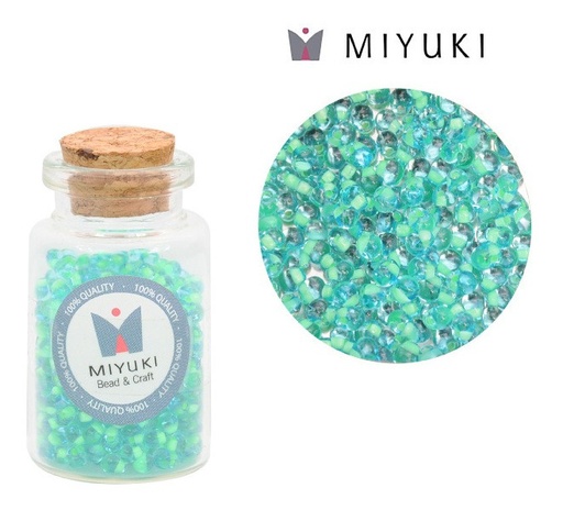 [16257] Miyuki drop beads 3.4mm DP0F20 verde azul x 25g