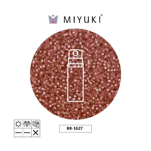 [32126] Mostacilla Miyuki rocalla 15/0 RR1627 mate plateado forrado claro rojo x 10g