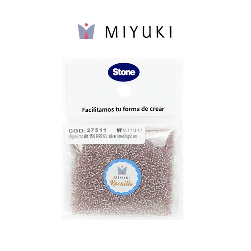 [27511] Mostacilla Miyuki rocalla 15/0 RR0012L plateado forrado claro morado x 25g