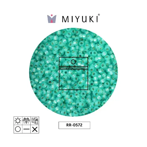 [09670] Mostacilla Miyuki rocalla 11/0 RR0572 azul verde plateado forrado alabaster x 25g