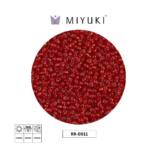 Mostacilla Miyuki rocalla 11/0 RR0011 plateado forrado ruby x 250g