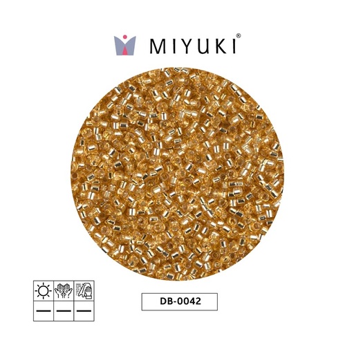 Miyuki delica 11/0 DB0042 gold lined crystal x 50g