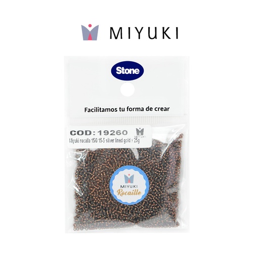 [19260] Mostacilla Miyuki rocalla 15/0 RR0005 plateado forrado dorado x 25g