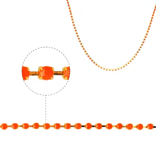Cadena strass #4 naranja 2.5mm/Gilt x m