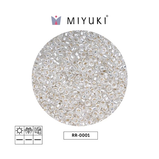 Mostacilla Miyuki rocalla 11/0 RR0001 plateado forrado cristal x 250g