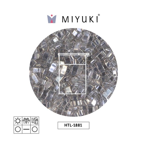 [21112] Miyuki half tila 5x2.3x1.9mm HTL1881 transparente plateado dorado brillo x 10G