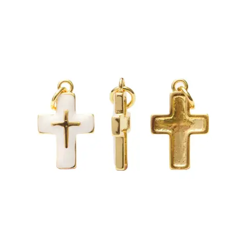 [19063] Cruz esmaltado blanco 10x18mm/Golfi W11532 x und