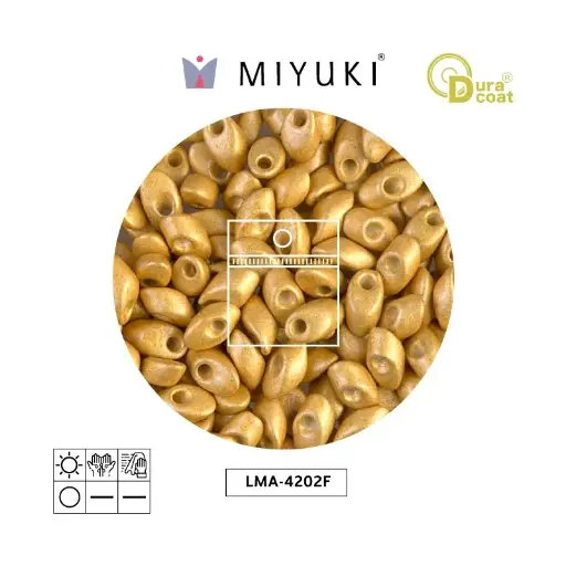 [32706] Miyuki long magatama 4x7mm LMA4202F galvanizado mate dorado Duracoat x 25g