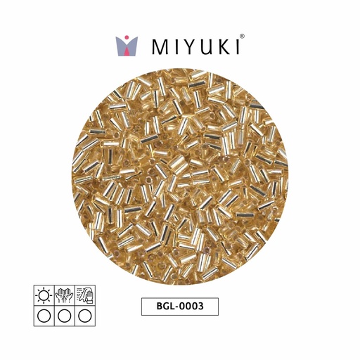 [21283] Miyuki bugle 3mm BGL0003 plateado forrado dorado x 250G