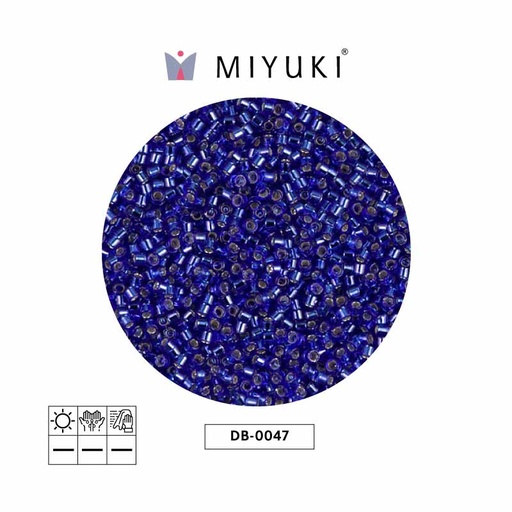 [22990] Miyuki delica 11/0 DB0047 plateado forrado azul x 50g