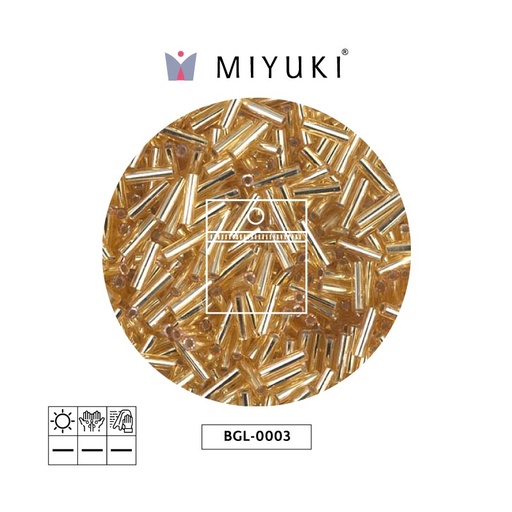 [16553] Miyuki bugle 6mm BGL0003 plateado forrado dorado x 25g