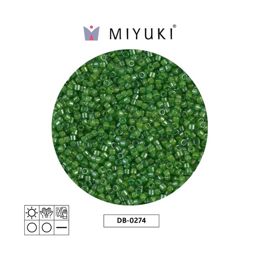 [27338] Miyuki delica 11/0 DB0274 forrado verde lusterr x 50g