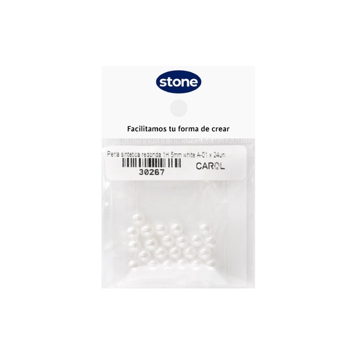 [30267] Perla sintetica plana back 1H 5mm white A-01 x 24unds