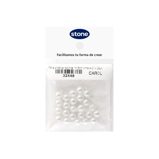 [32440] Perla sintetica plana back 1H 6mm white A-01 x 24unds