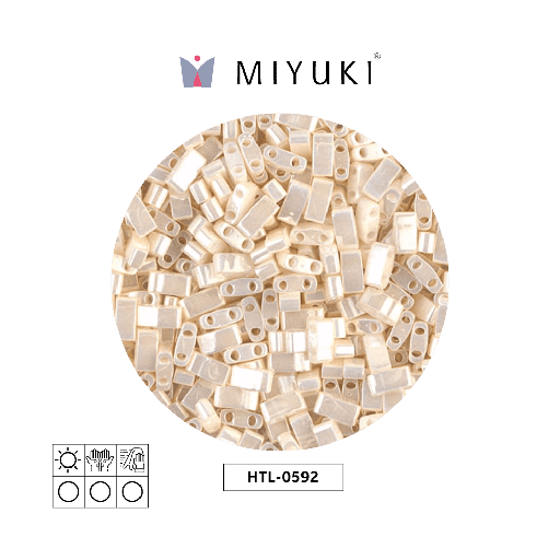 [12410] Miyuki half tila 5x2.3x1.9mm HTL0592 antique marfil perla Ceylon perlado x 50g