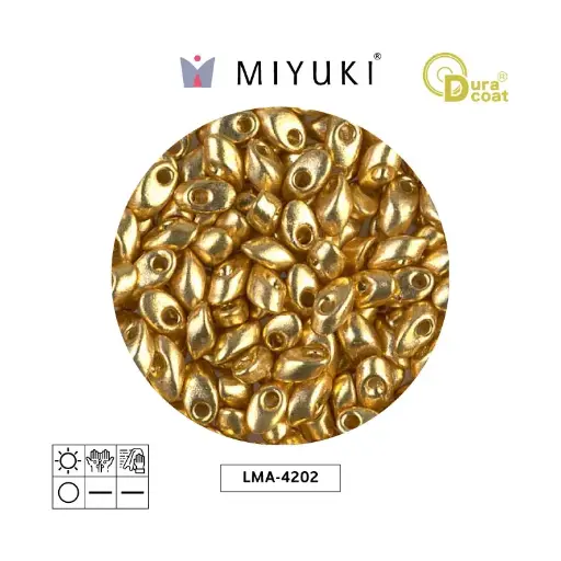 [31971] Miyuki long magatama 4x7mm LMA4202 galvanizado dorado Duracoat x 250g