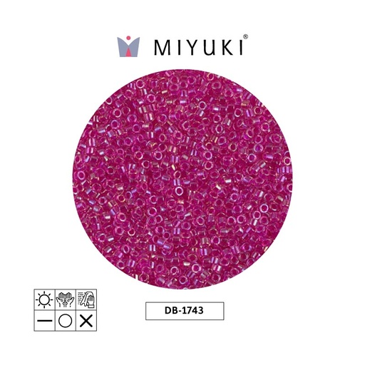 [28587] Miyuki delica 11/0 DB1743 hot rosado forrado cristal AB x 50g